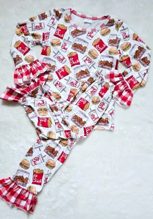 $10.00 - 5-6X1, 6-7X1 -  Chick fil-A 2 Pc Pajamas Sets