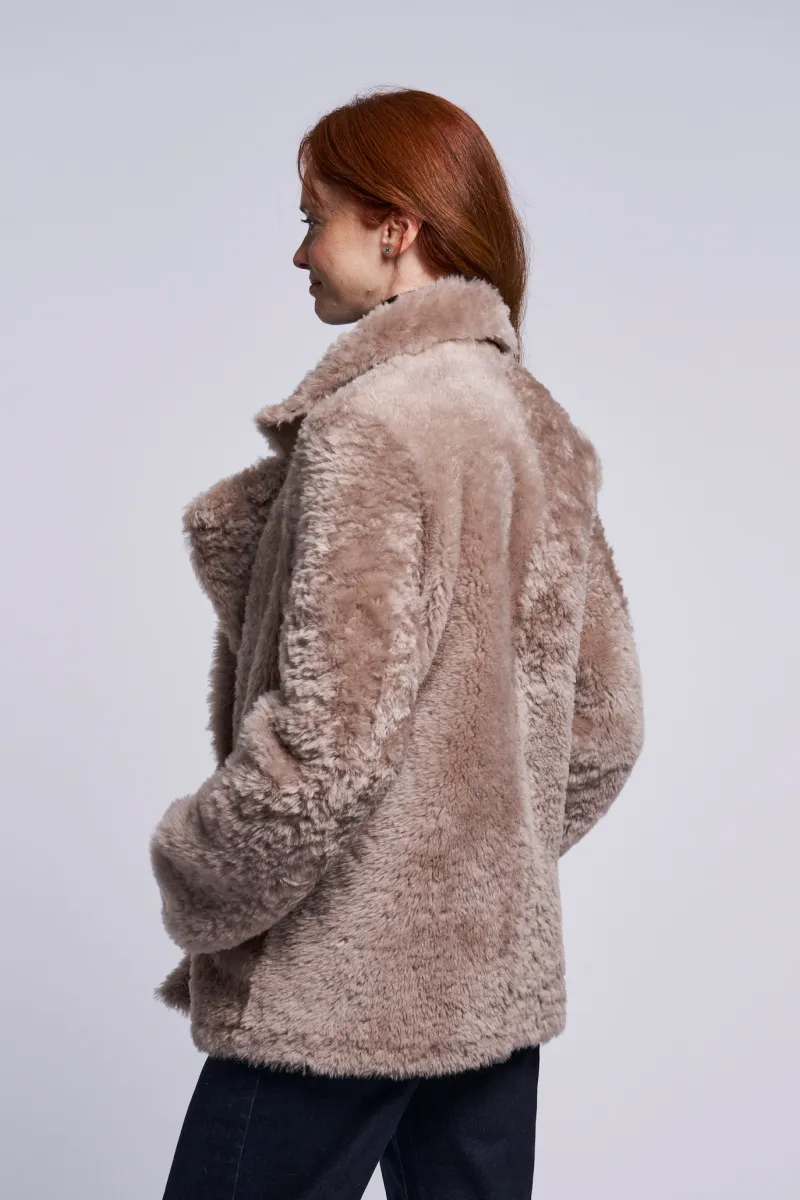 450 Double breasted silky shearling jacket