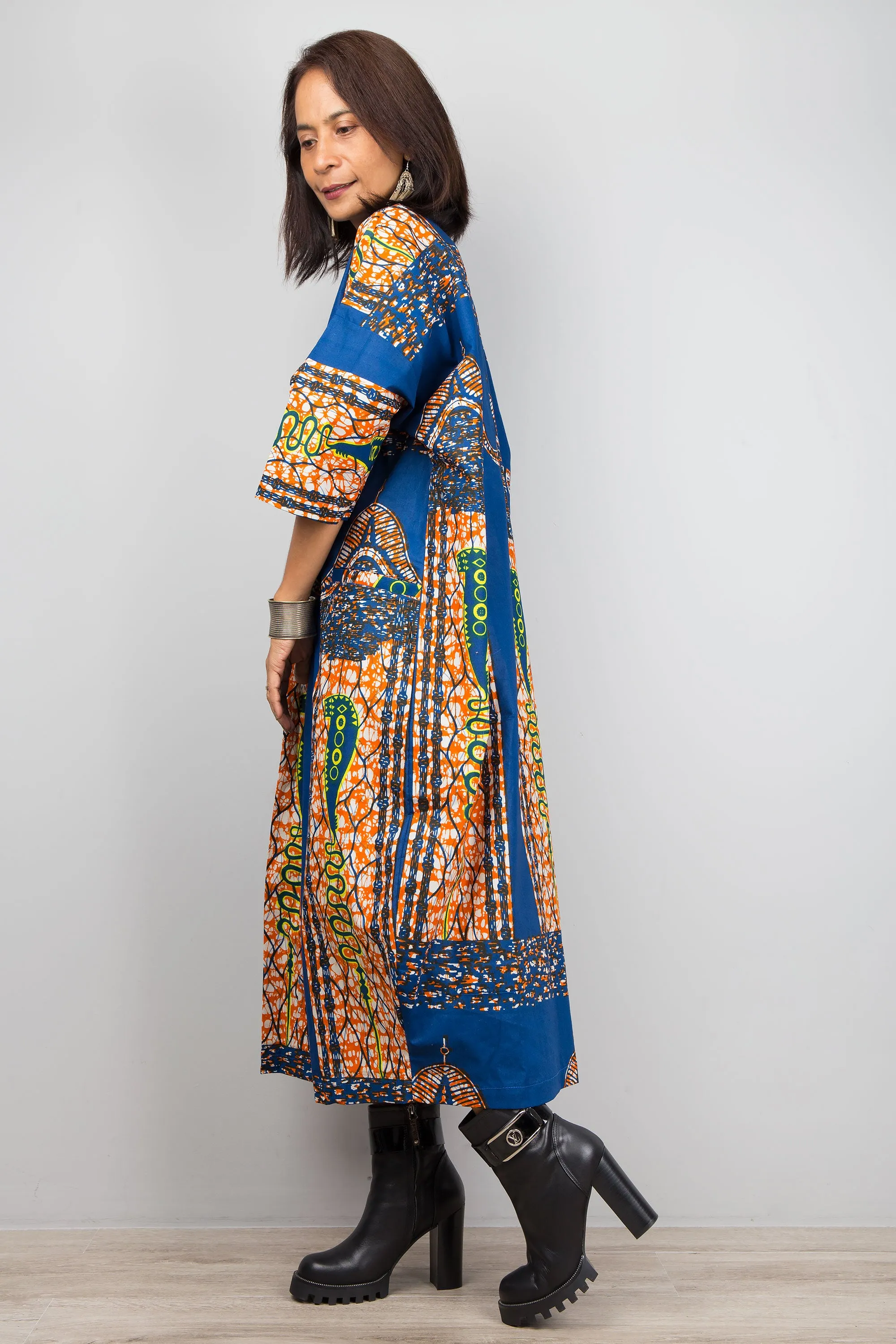 African Ankara Print Kaftan Dress