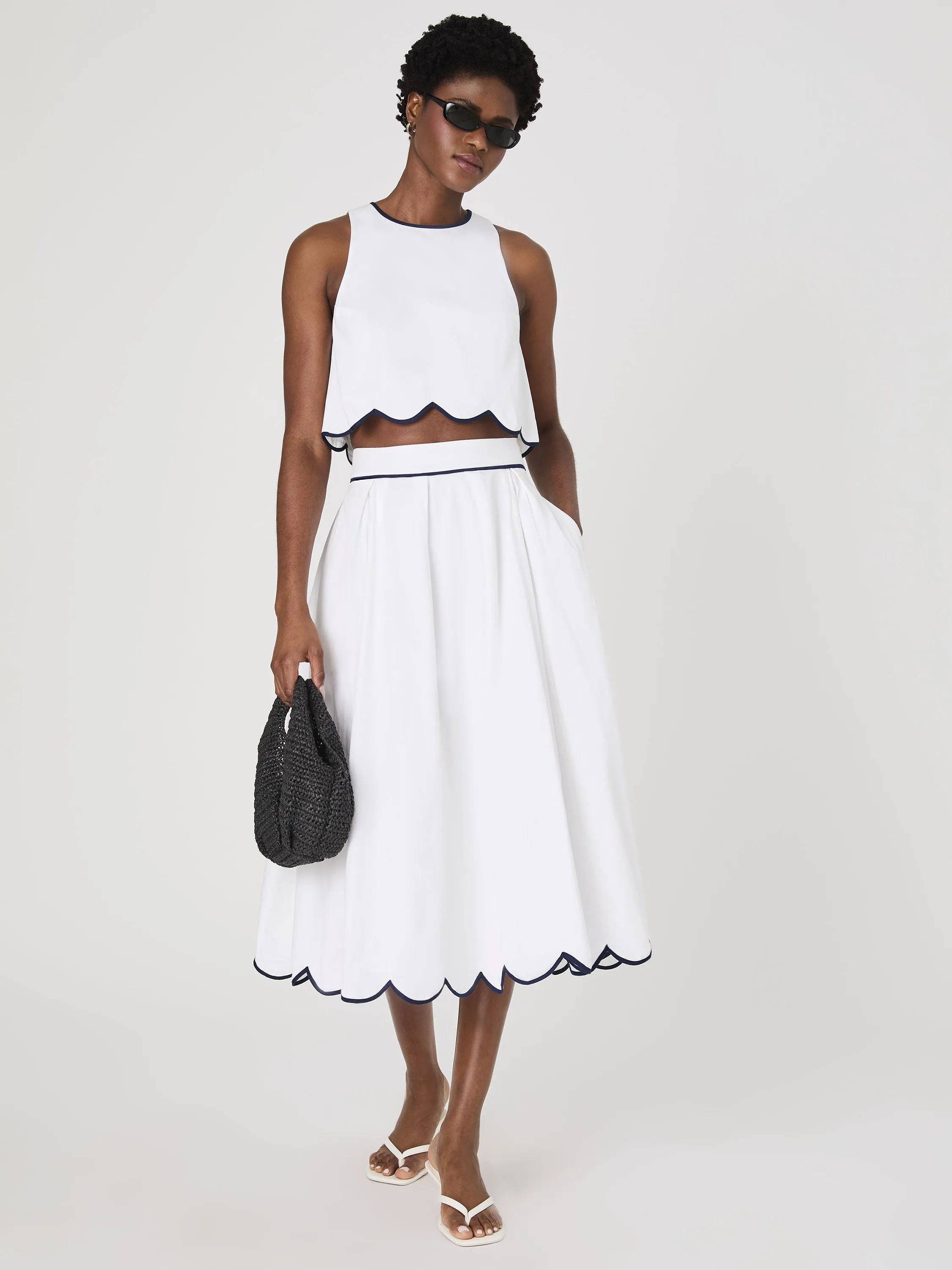 Alexis Cotton Scallop Midi Skirt