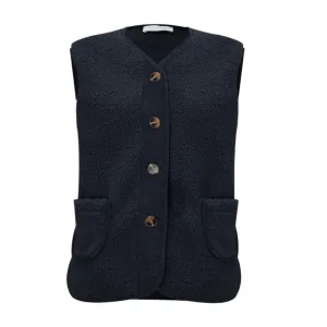 Amazing Woman Faux Suede Teddy Gilet Navy