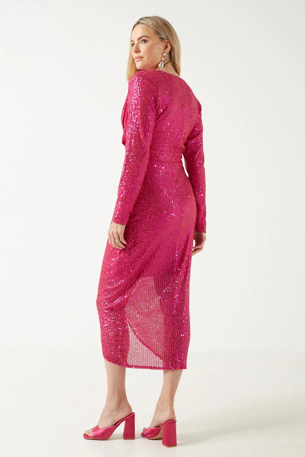 ANGELO MIDI SEQUIN DRESS (PINK)