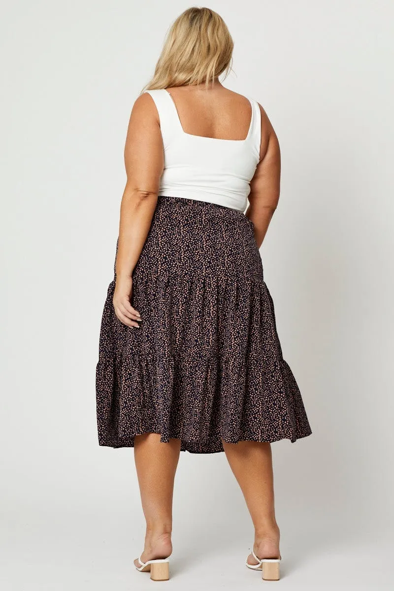 Animal Print Midi Skirt Tie