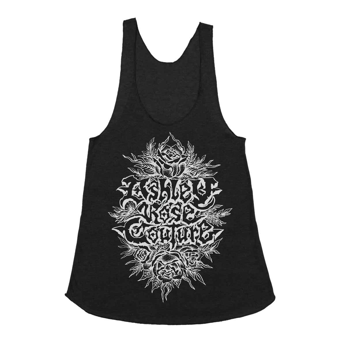 Ashley Rose Couture "Logo: White" Black Women's Racerback Tank Top