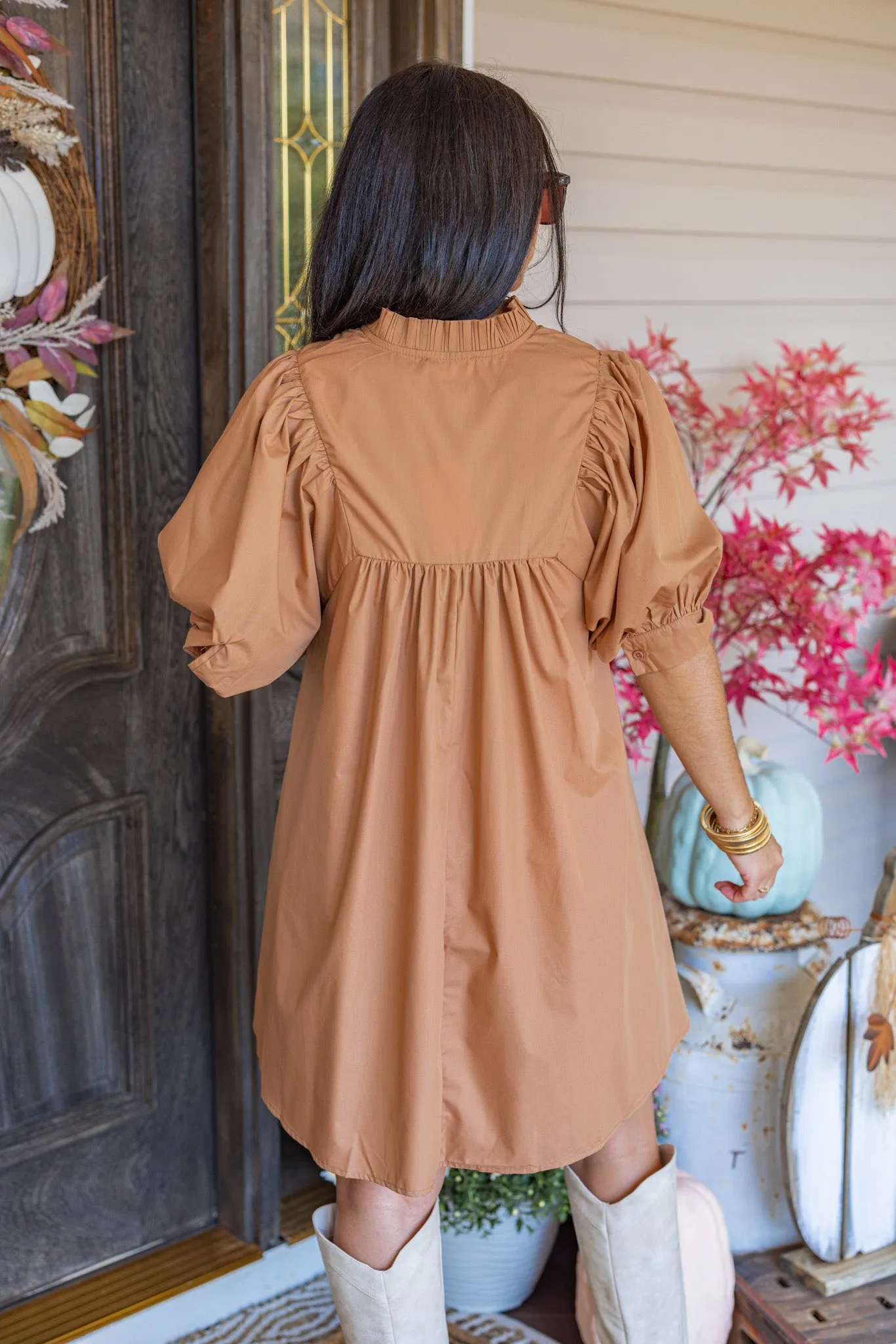 Autumn Nights Caramel Babydoll Dress