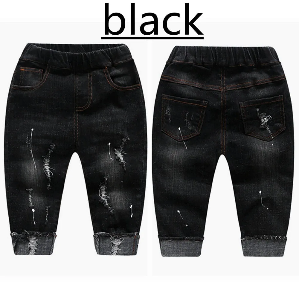 Baby & Toddler Boys Jeans Stretchy Denim Clothing Boys Ripped Holes Pants - BBJ0213