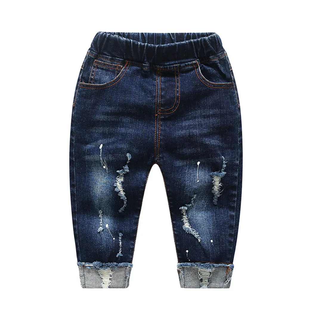 Baby & Toddler Boys Jeans Stretchy Denim Clothing Boys Ripped Holes Pants - BBJ0213