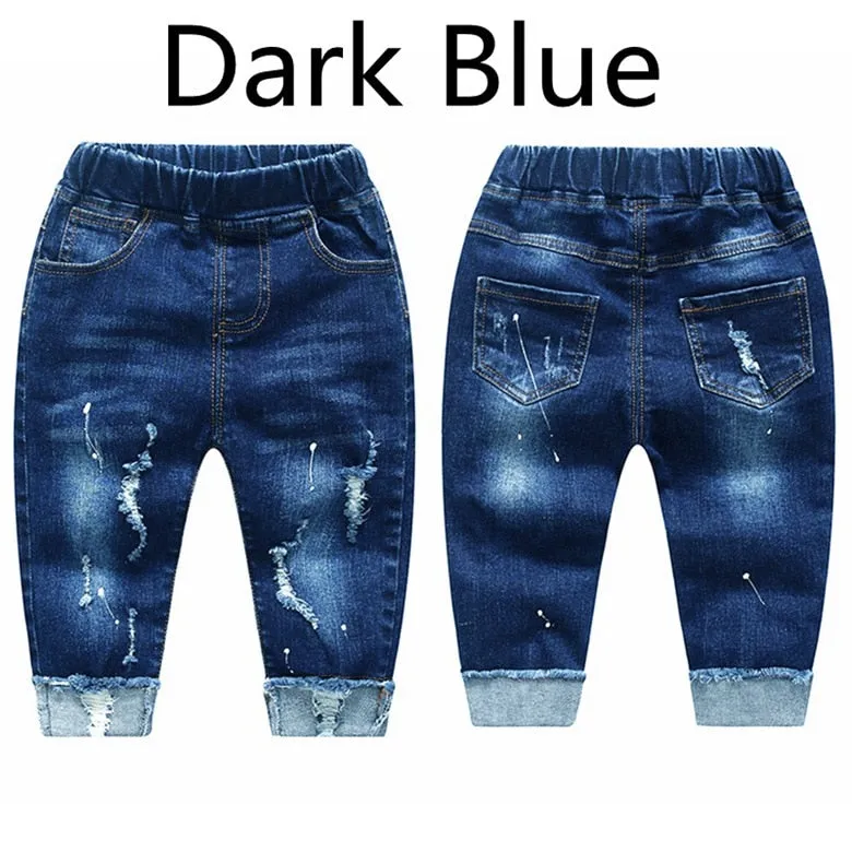 Baby & Toddler Boys Jeans Stretchy Denim Clothing Boys Ripped Holes Pants - BBJ0213