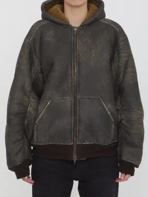 Balenciaga Shearling Zip-Up Hoodie Jacket