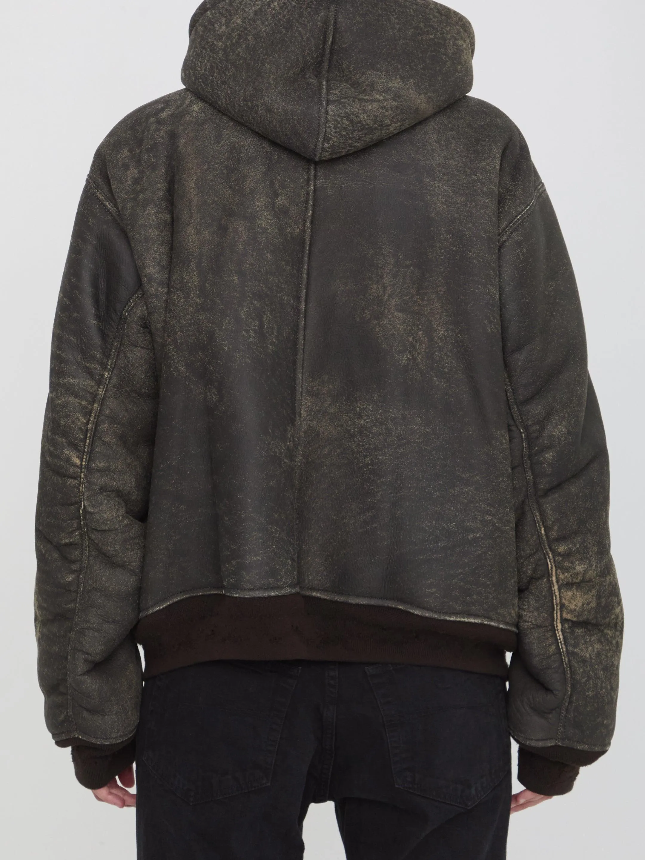 Balenciaga Shearling Zip-Up Hoodie Jacket