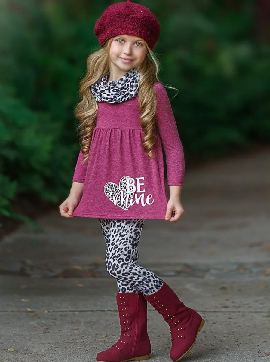 Be Mine Leopard Tunic, Scarf and Legging Set