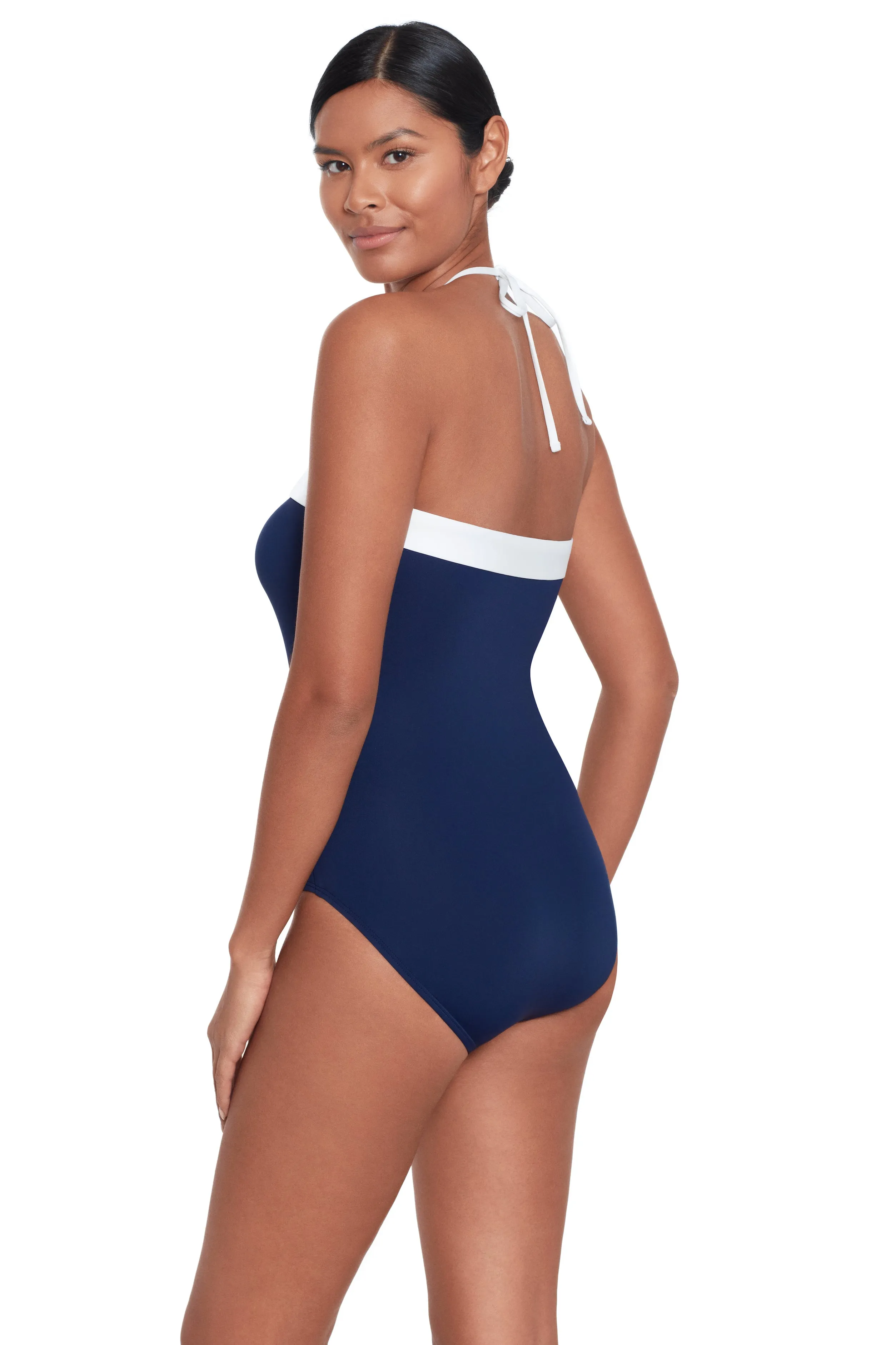 Bel Air Bandeau Navy and White Swimsuit