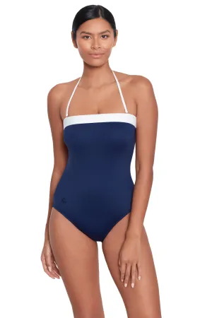 Bel Air Bandeau Navy and White Swimsuit