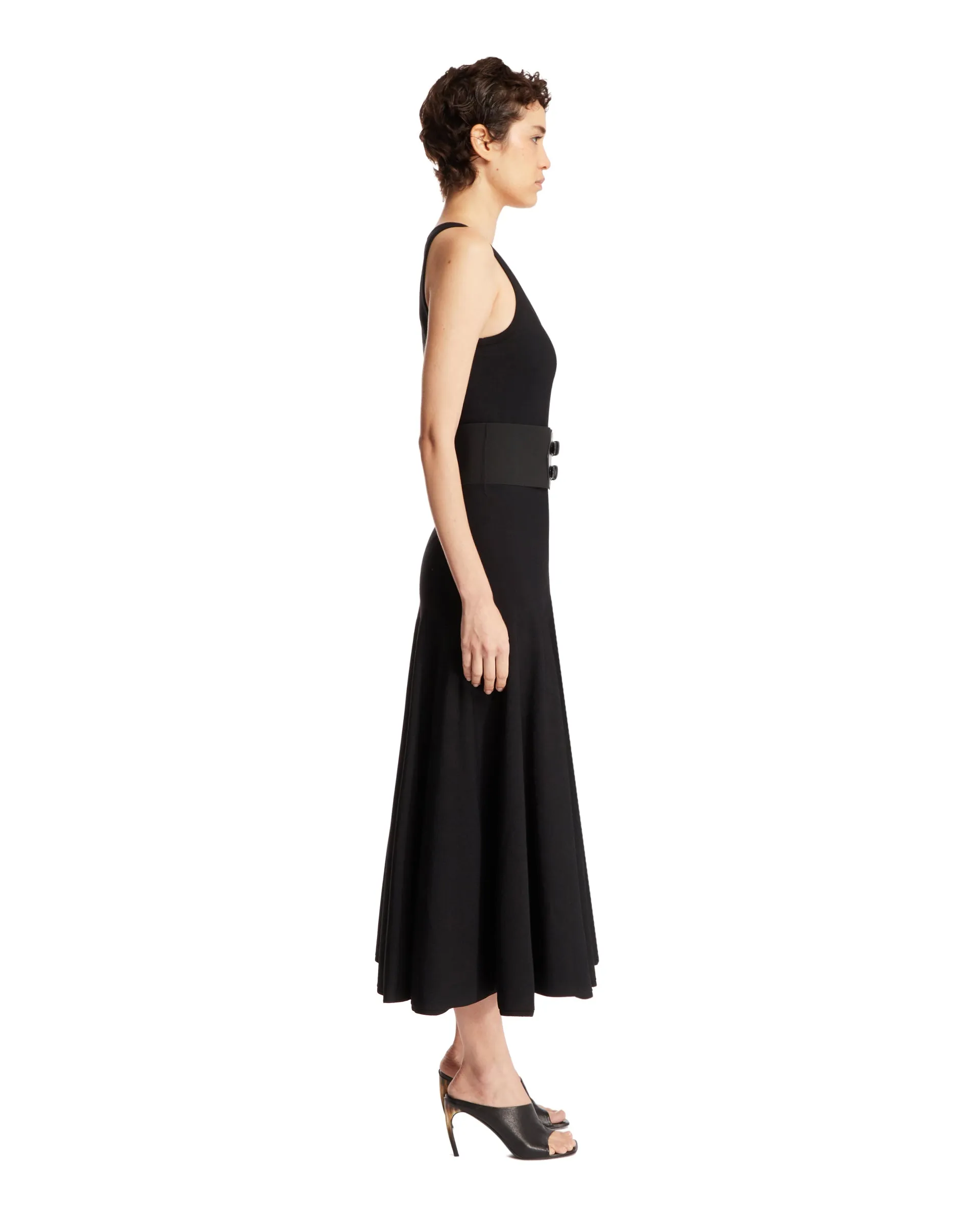 Belted Midi Viscose Dress