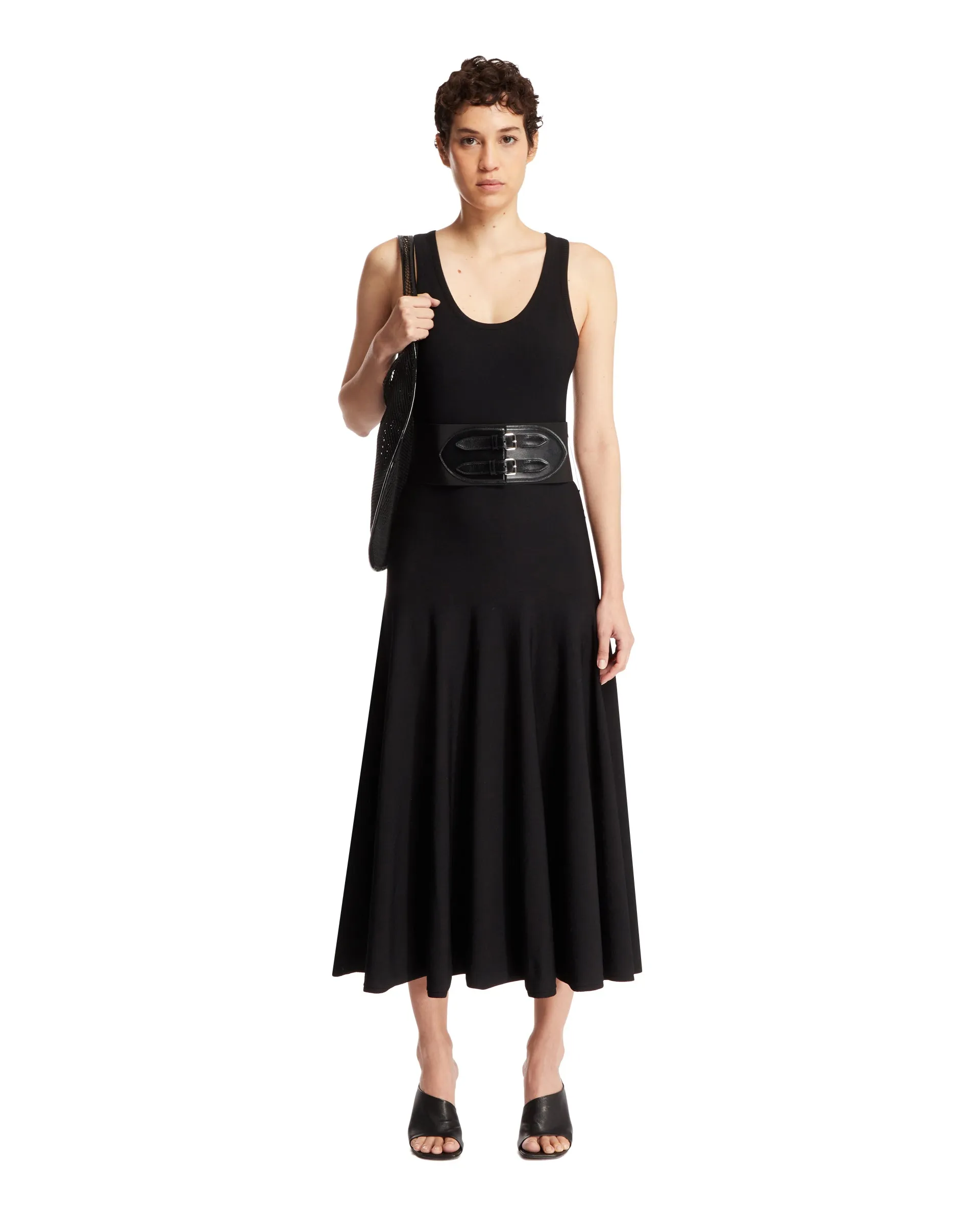 Belted Midi Viscose Dress