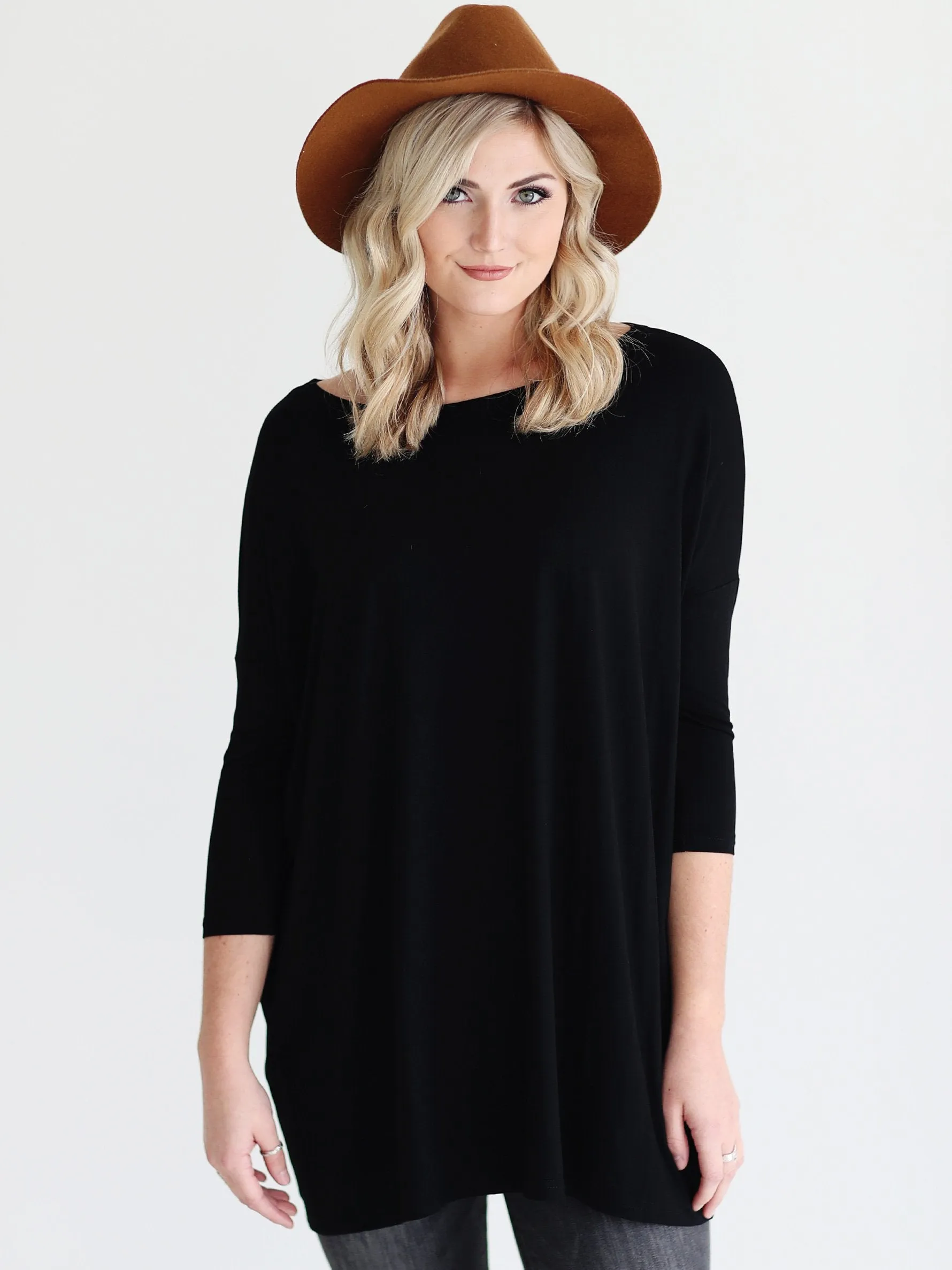 Black 3/4 Sleeve Tunic