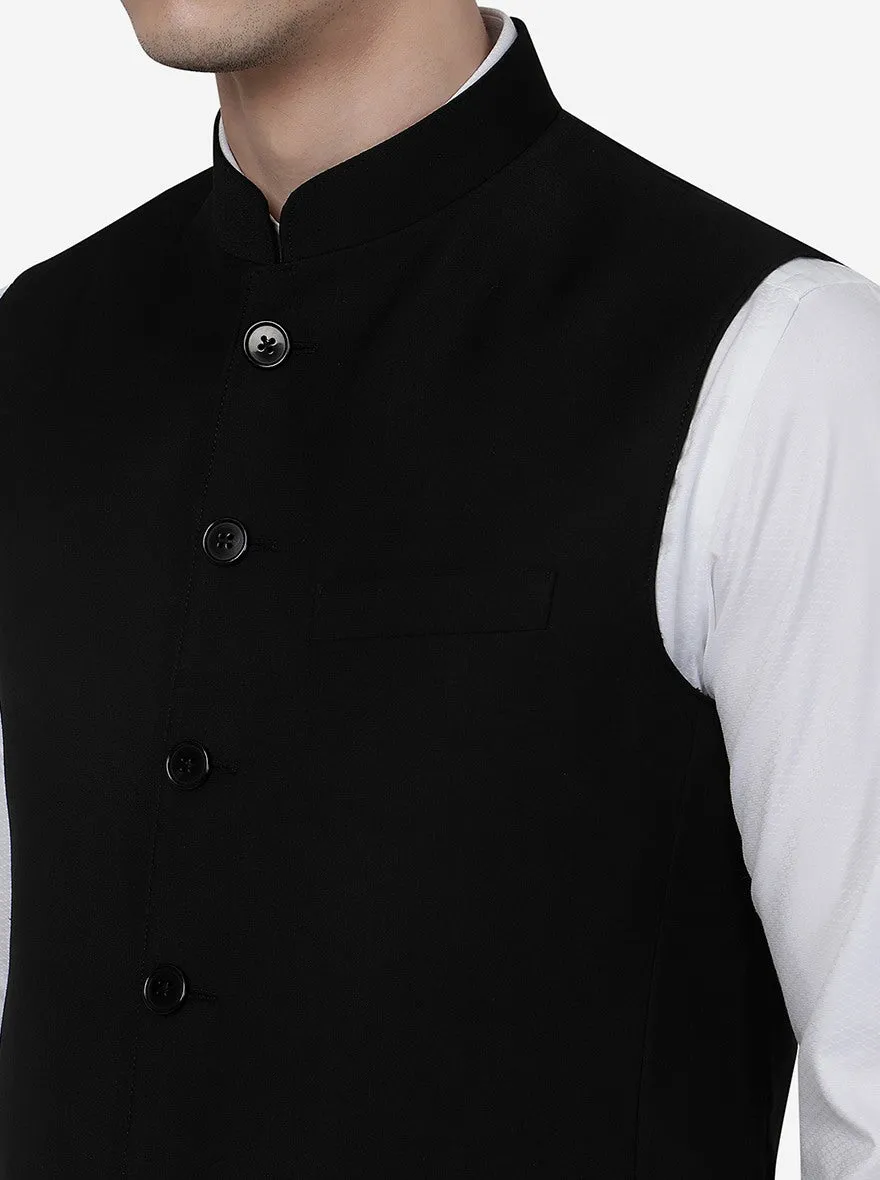 Black Solid Regular Fit Modi Jacket | JadeBlue