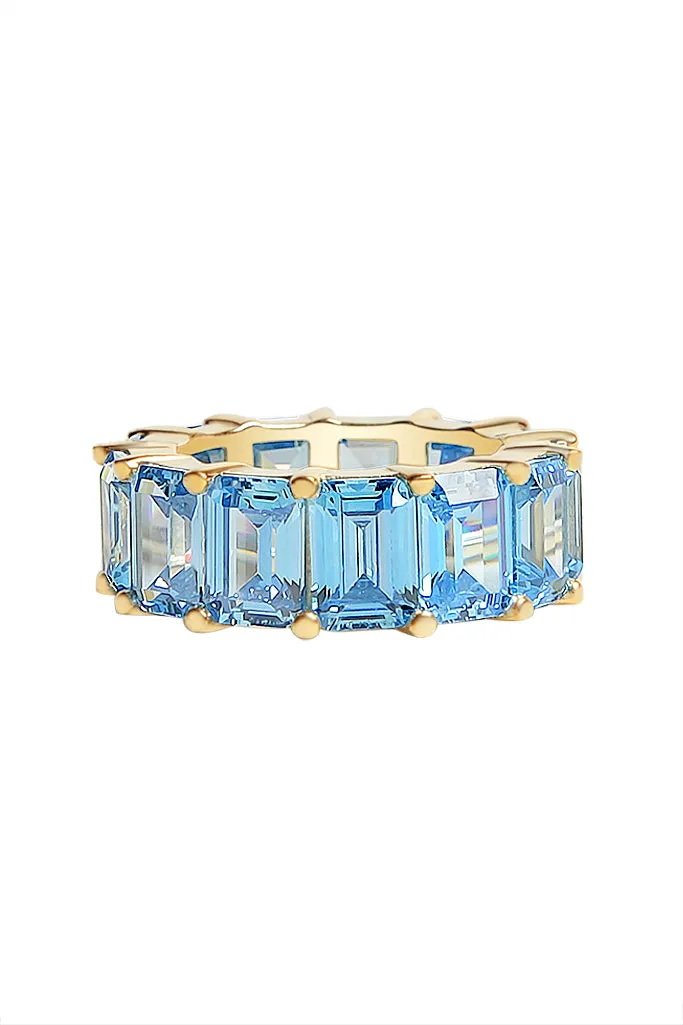 Blue Baguette Eternity Band 925 Ring