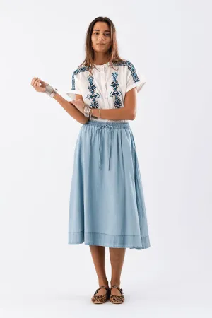 BRISTOL MIDI SKIRT BLUE