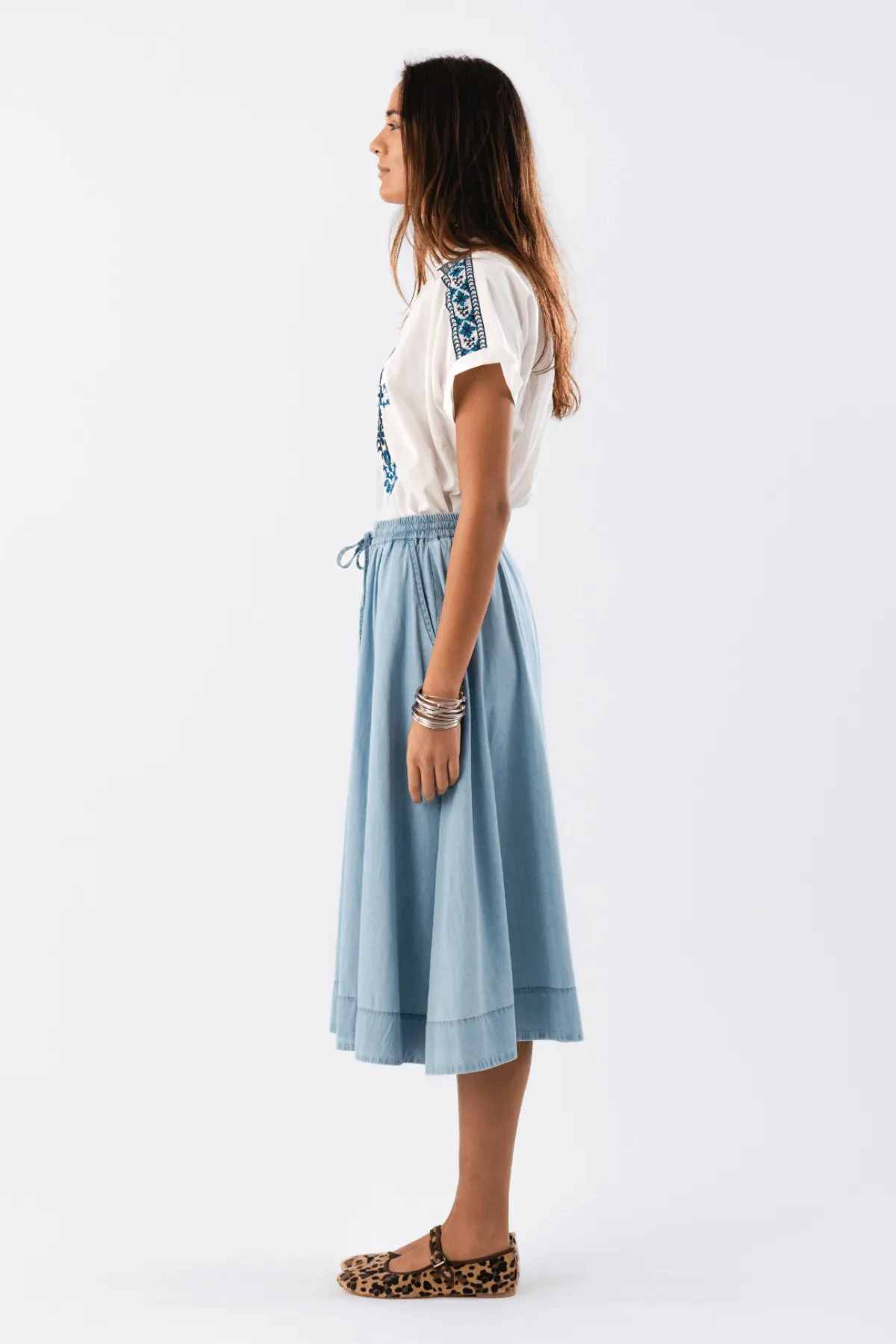 BRISTOL MIDI SKIRT BLUE