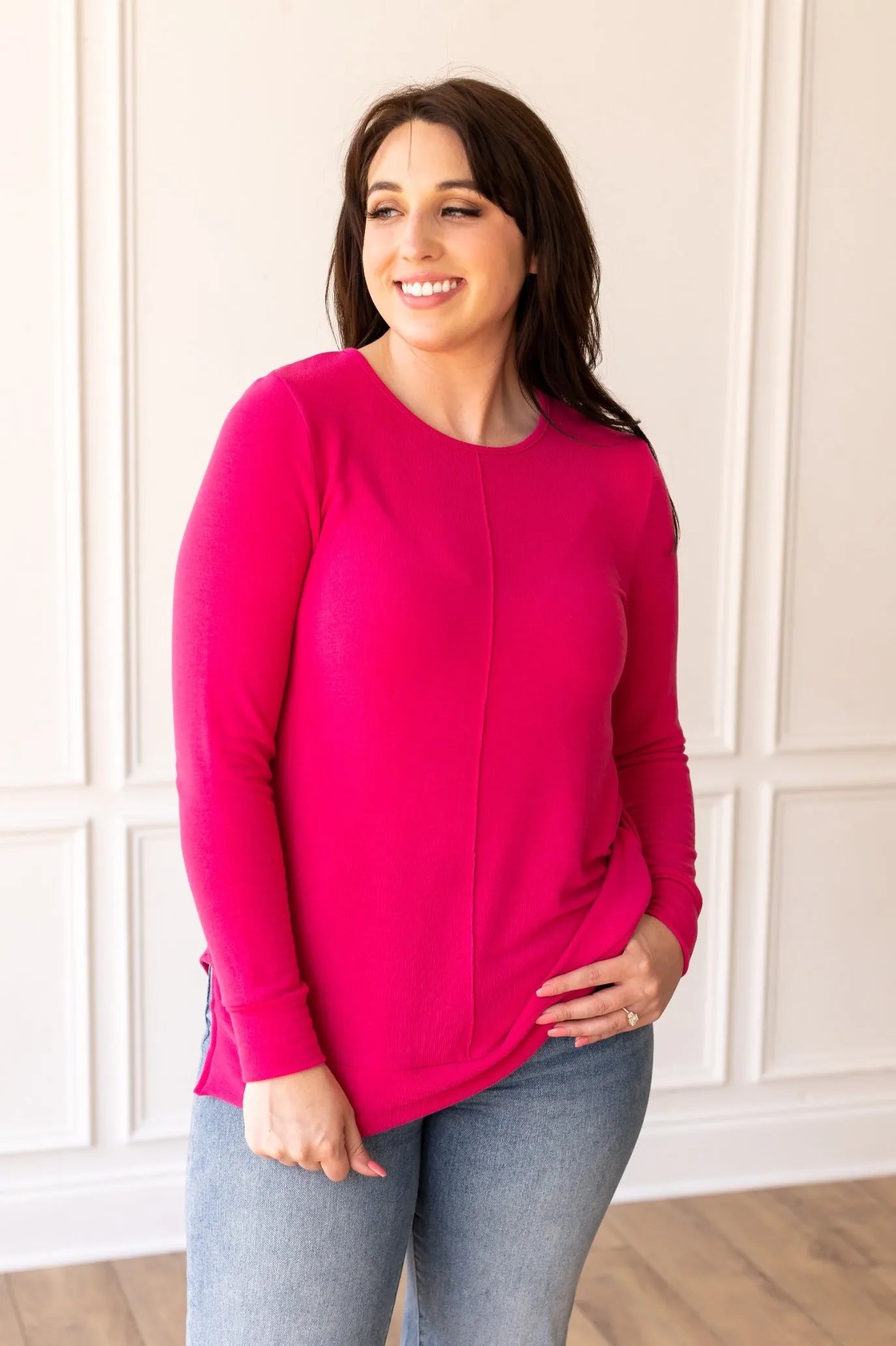 Bubblegum Bliss Top Knit Tunic with Front Seam