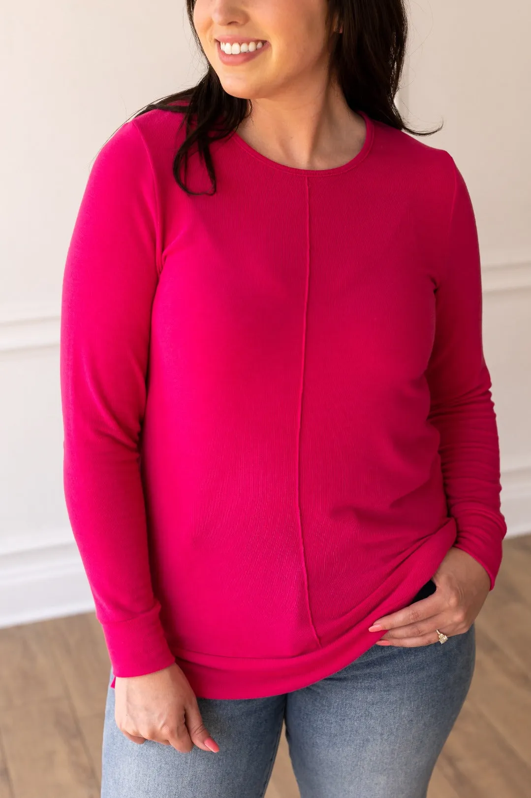 Bubblegum Bliss Top Knit Tunic with Front Seam