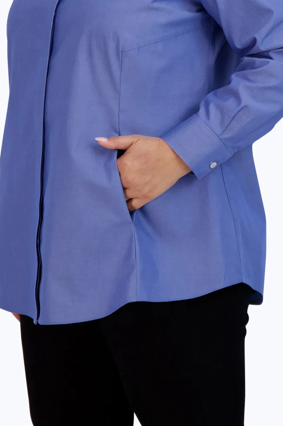 Cici Plus Pinpoint No Iron Long Sleeve Tunic