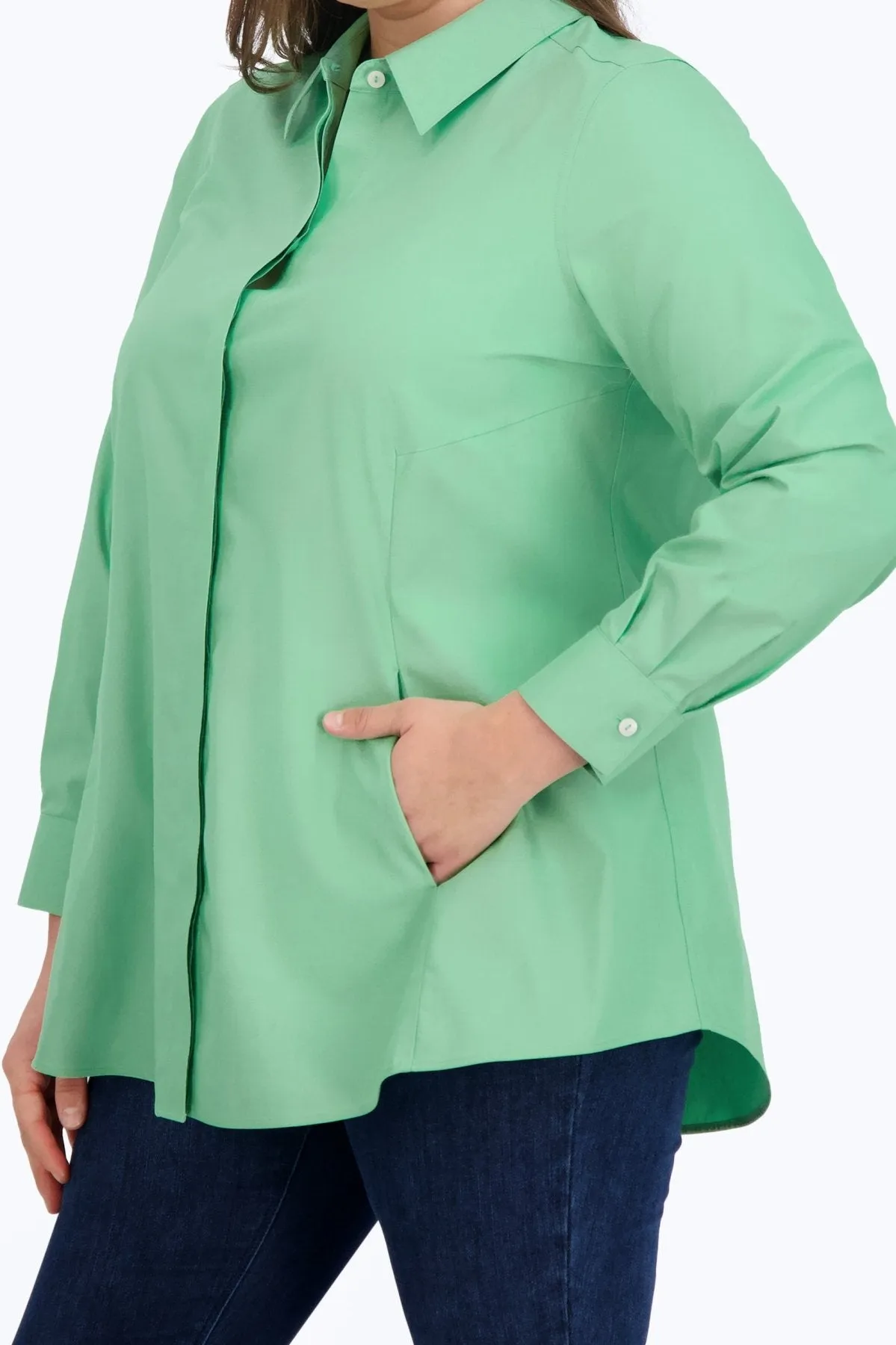 Cici Plus Pinpoint No Iron Long Sleeve Tunic