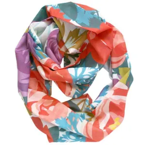 Circle Scarf / Red Blue & Purple / Floral / Unisex