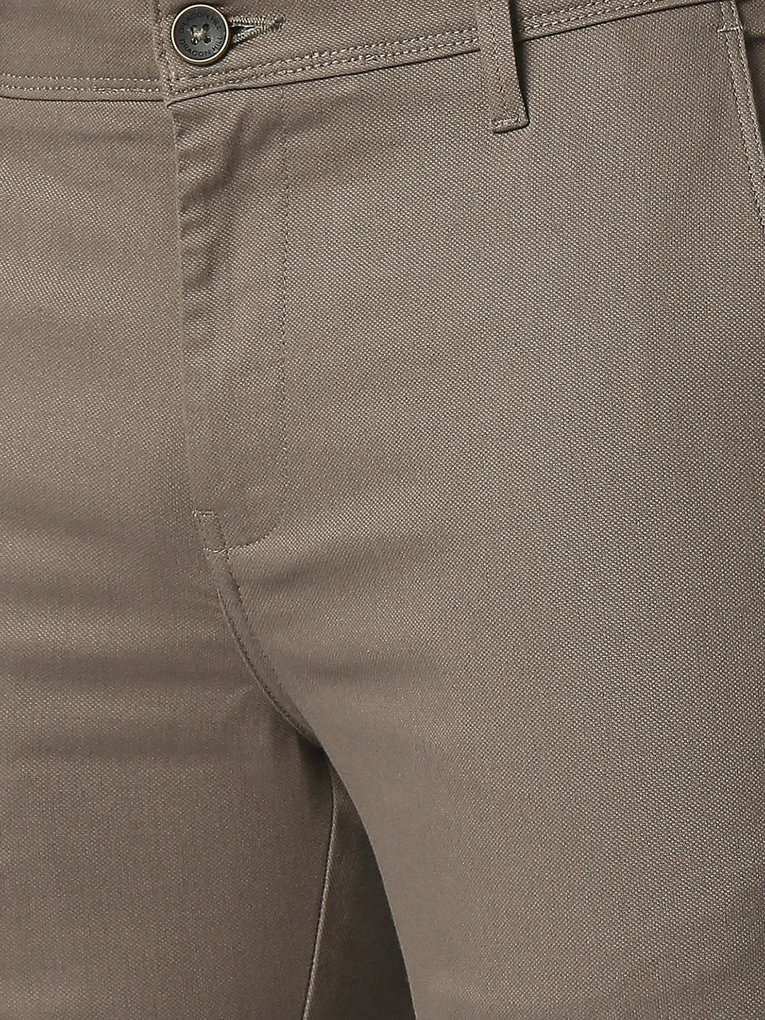 Coffee Brown Slim Tapered Cotton Trouser