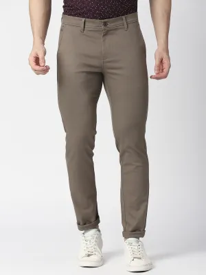 Coffee Brown Slim Tapered Cotton Trouser