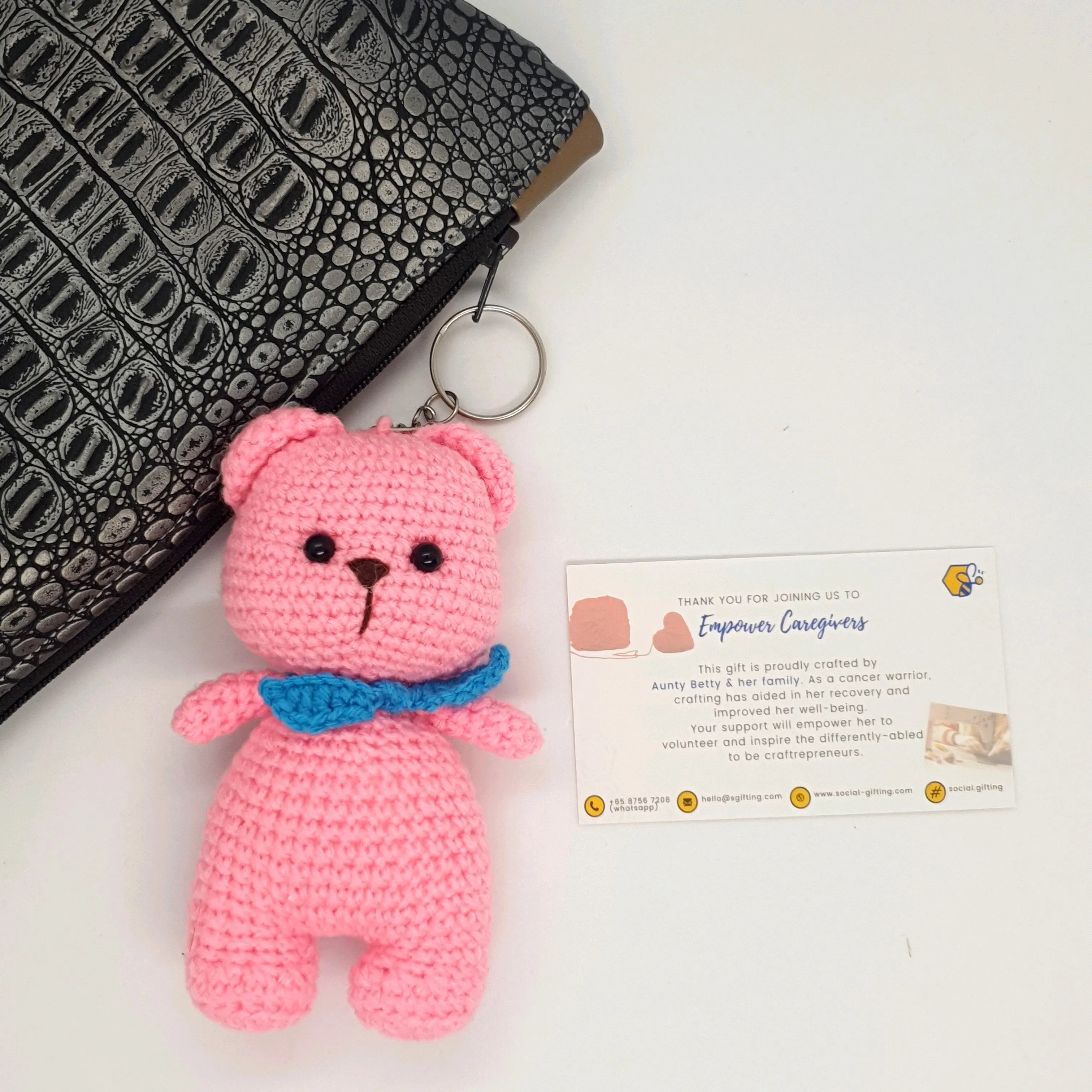 Colorful Bear Crochet Key Ring