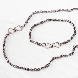 Copper Jewelry SET: Handmade Copper Chain Necklace and Bracelet