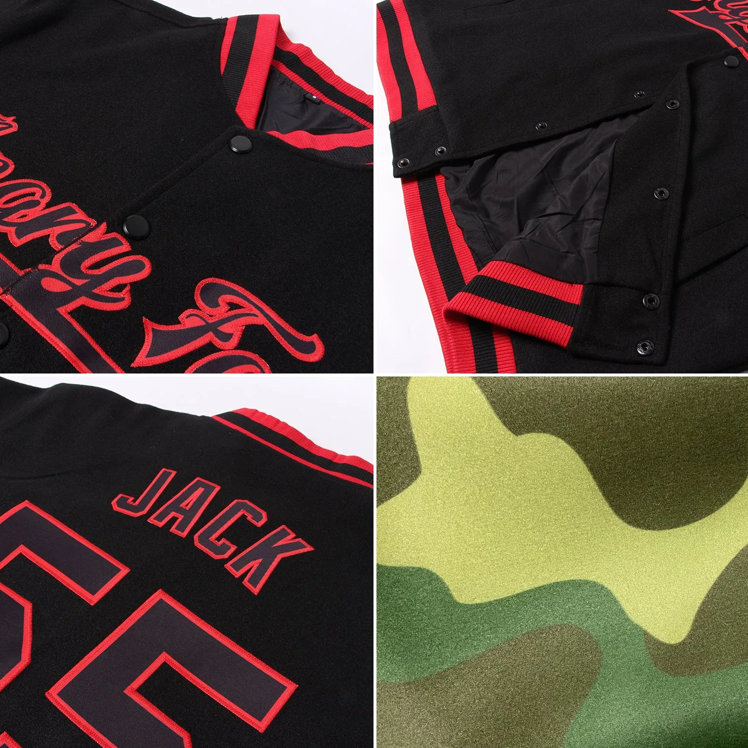 Custom Camo Aqua-White Bomber Full-Snap Varsity Letterman Salute To Service Jacket