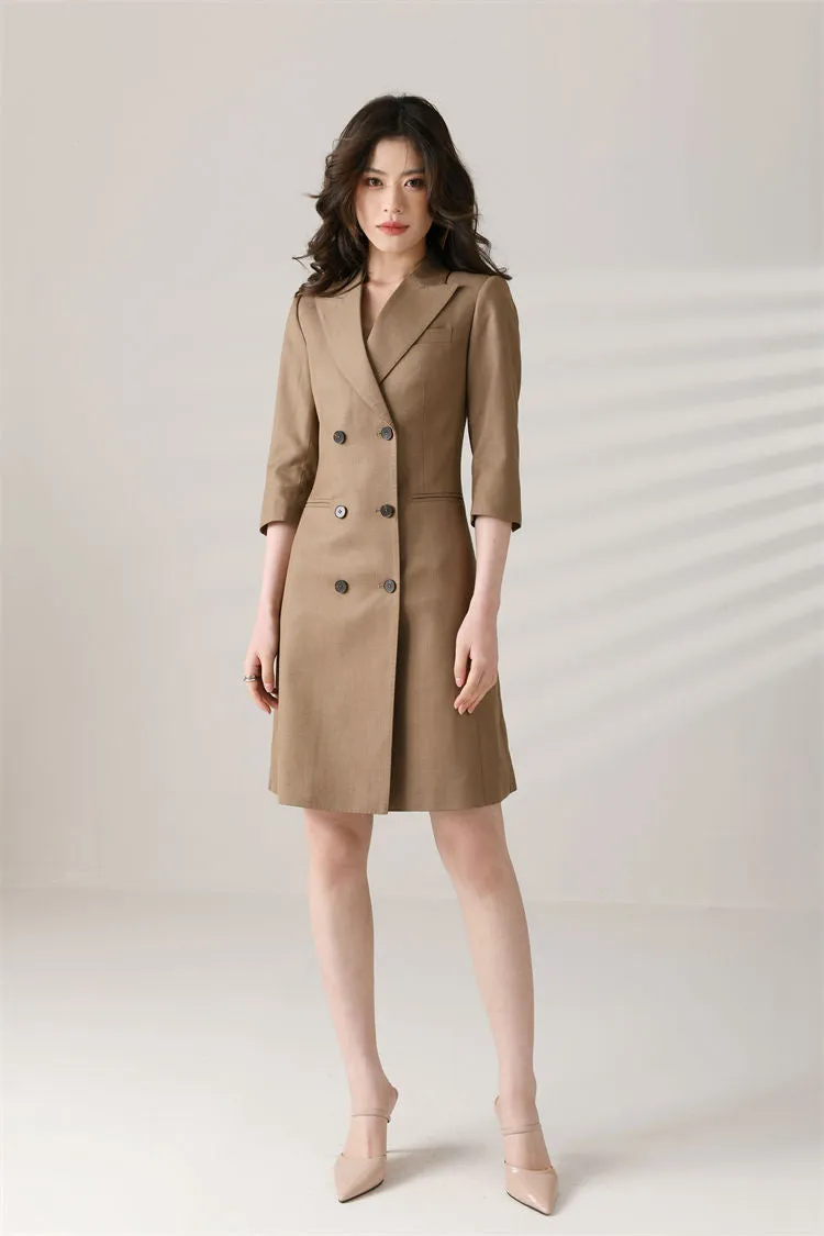 Custom Double Breasted Half Sleeve Slim Blazer Dress