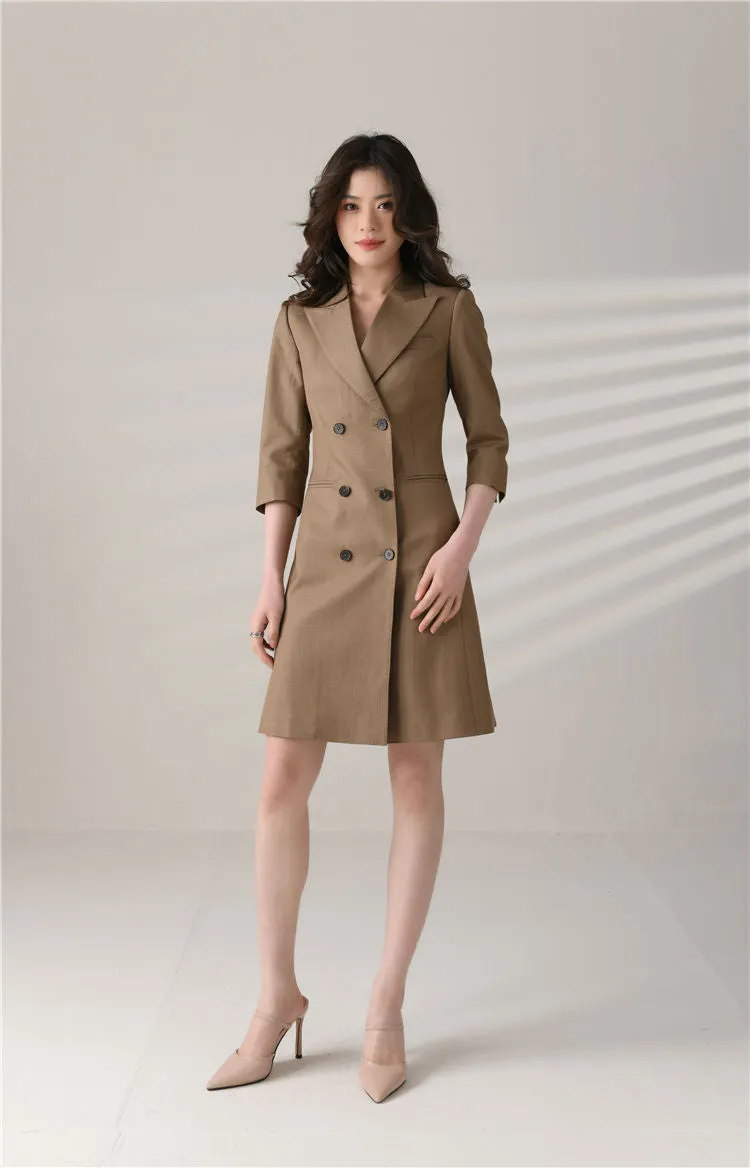 Custom Double Breasted Half Sleeve Slim Blazer Dress