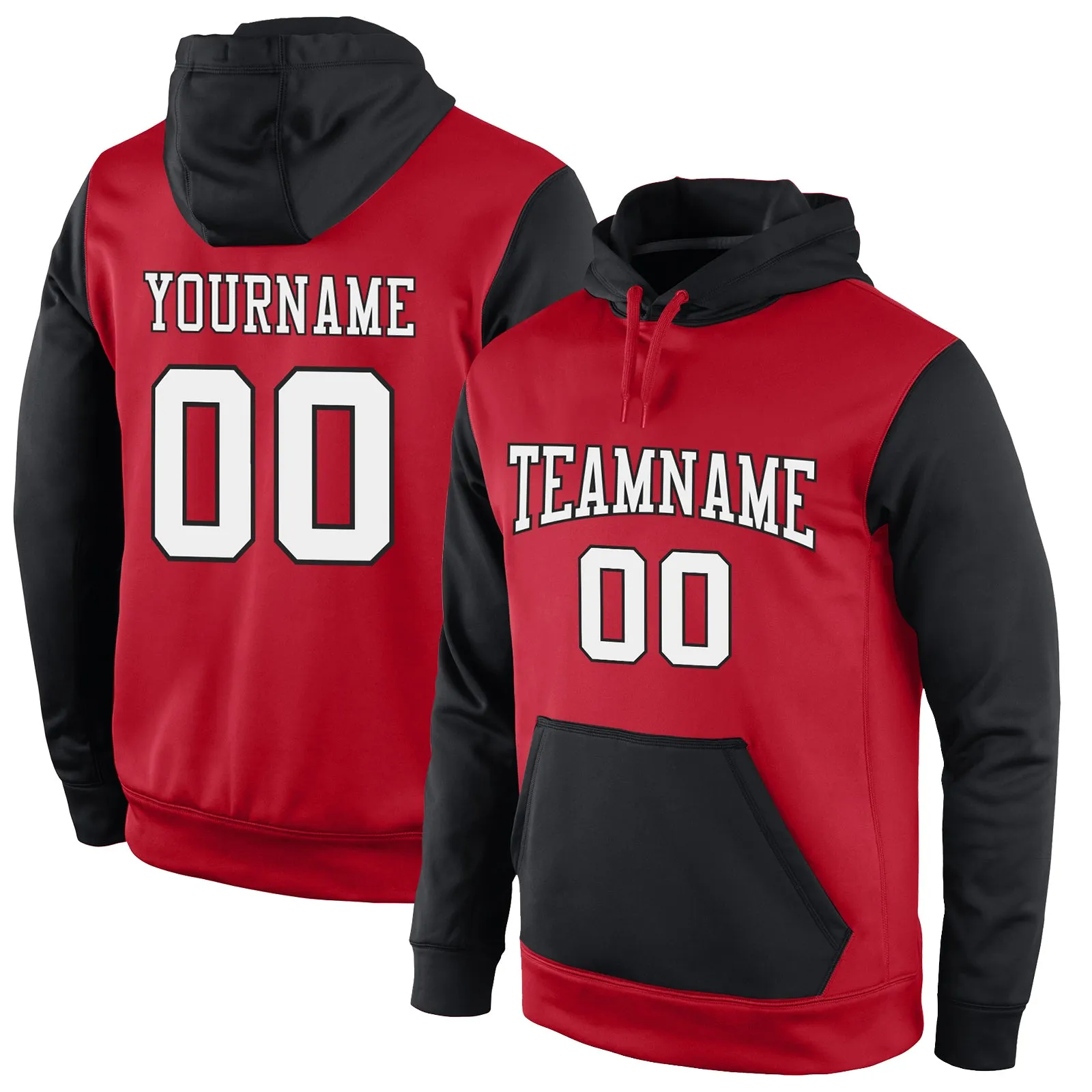 Custom Stitched Red White-Black Sports Pullover Sweatshirt Hoodie