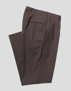 DARK BROWN SINGLE PLEAT WOOL TROUSER