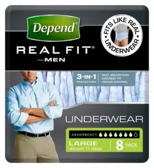 Depend® Real-Fit Underwear for Men - Large pack of 8 pcs