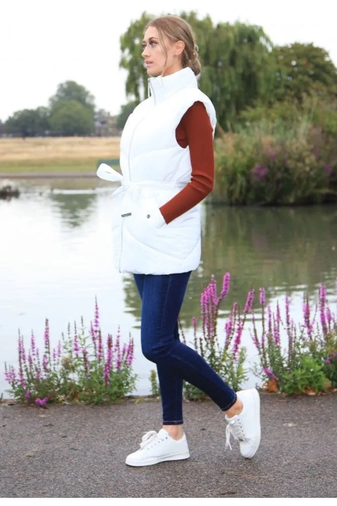 Double Second White Belted Gilet Puffer