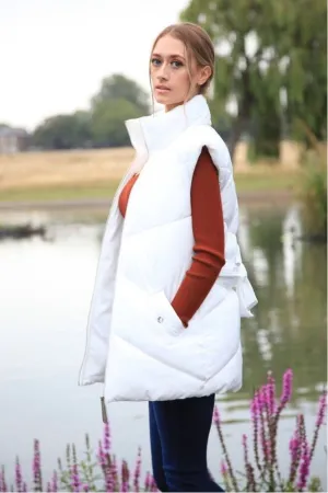 Double Second White Belted Gilet Puffer