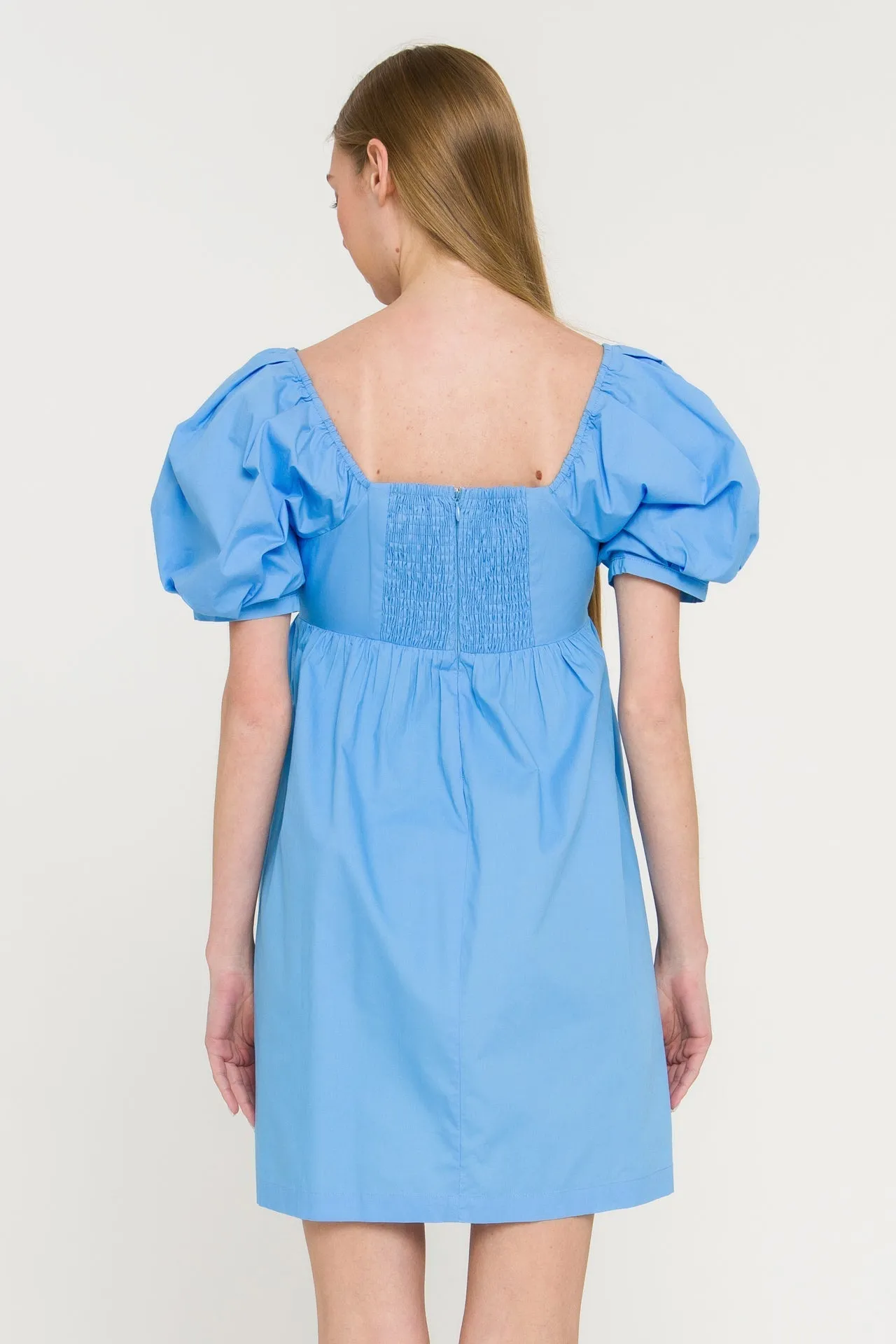 English Factory - Puff Sleeve V-Neck Babydoll Dress