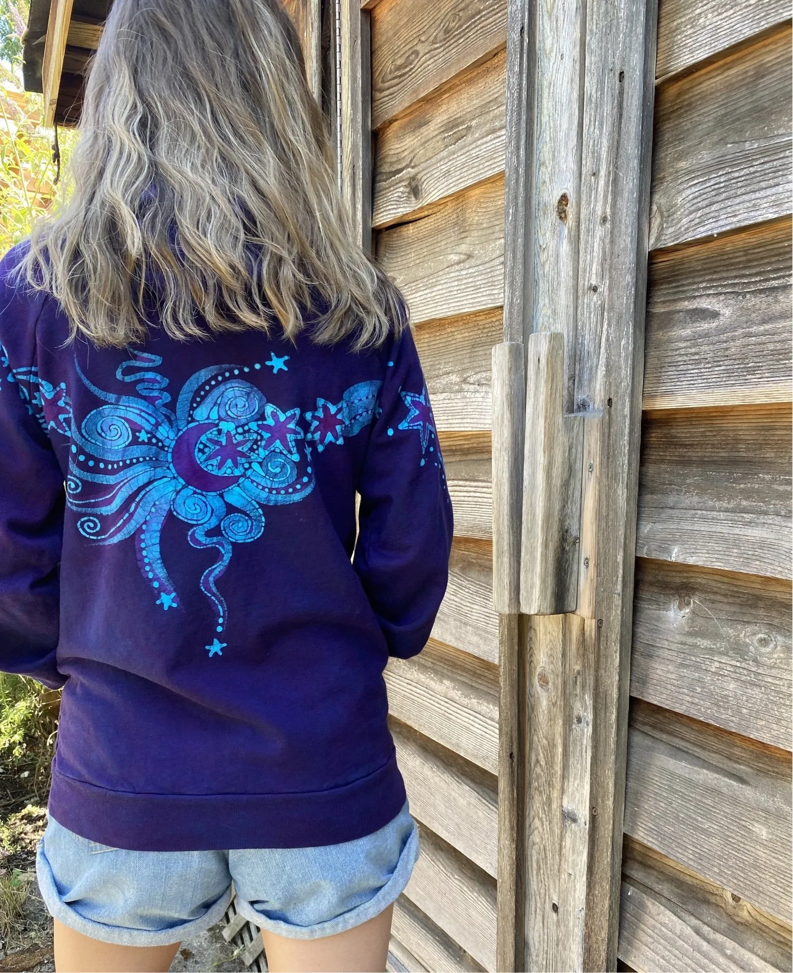 Fair Isle Galaxy Pullover Batik Hoodie - Organic Cotton - Size Medium ONLY