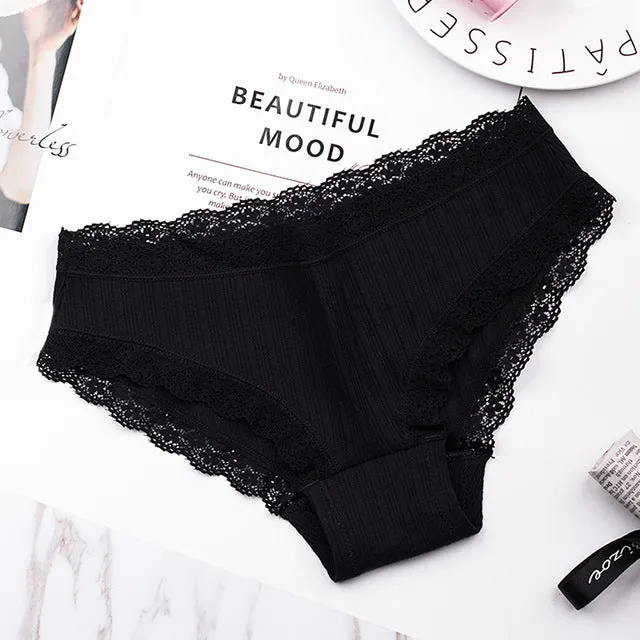 Famous Brand Women's Cotton Panties Female Lace Edge Breathable Underwear