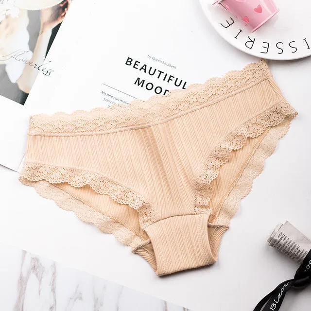 Famous Brand Women's Cotton Panties Female Lace Edge Breathable Underwear