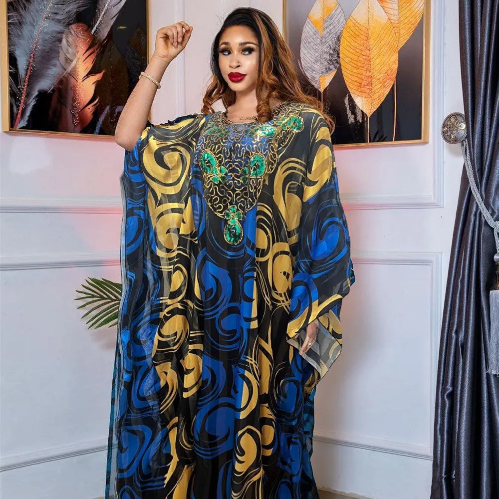 Fashion Printed Robe Dress Women