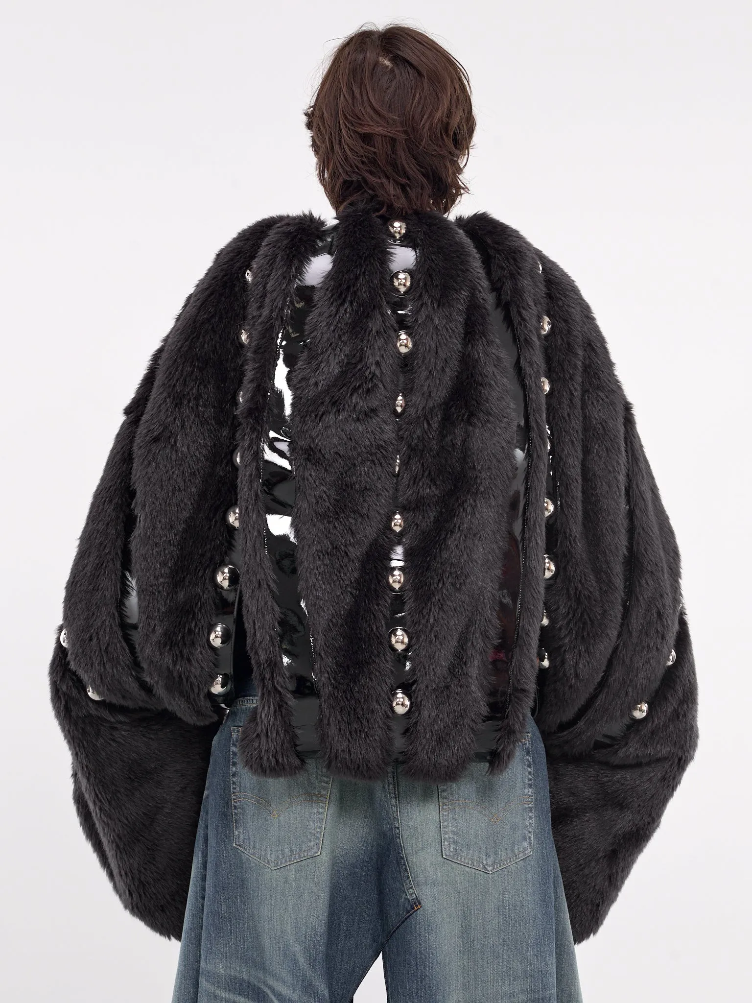 Faux Fur Beaded Cape (JN-J012-051-BLACK)