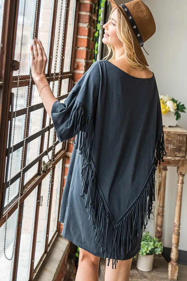 Feeling Fringy T-shirt Mini Dress