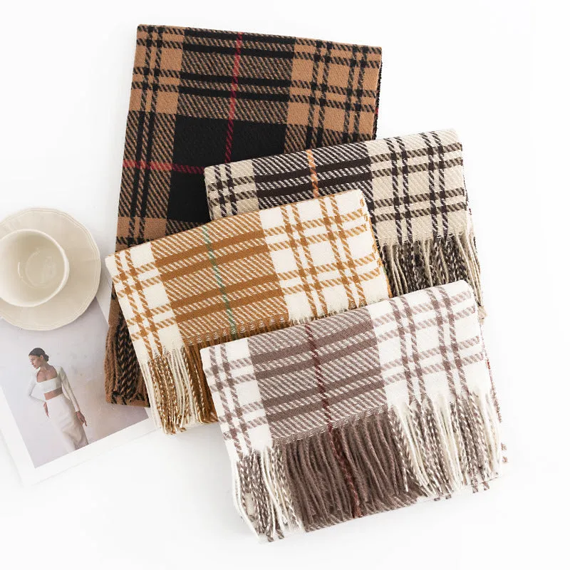 FH23-5442 lattice stripe winter scarf