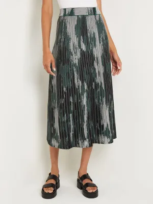 Flare Jacquard Knit Midi Skirt